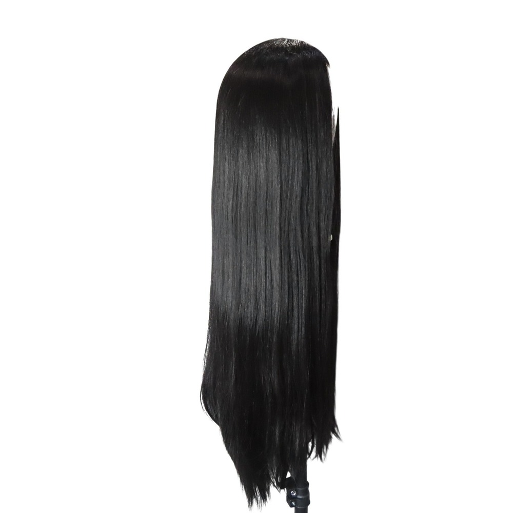 35" Long Straight Black T Part Lace Front Wig Heat Resistant Synthetic Hair 35" - Picture 4 of 12